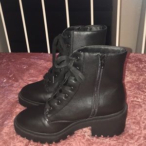 Universal Thread Faux Leather Lace-Up Combat Boots